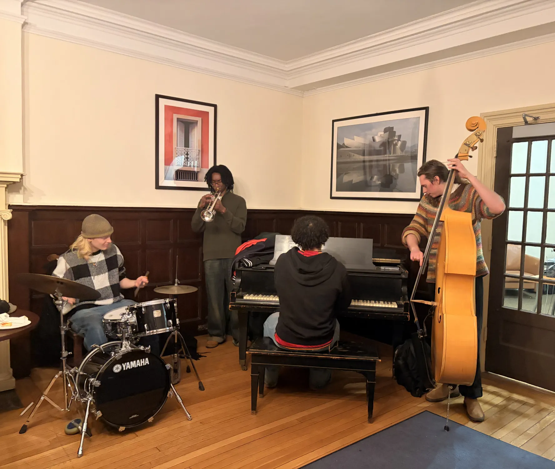 A Columbia University Student Jazz Quartet Greeting Students Open House Spring 2026 Department of Latin American and Iberian Cultures Columbia University