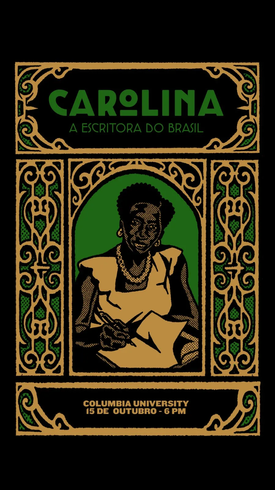 Flyer of the event featuring a portrait of Carolina Maria de Jesus.
